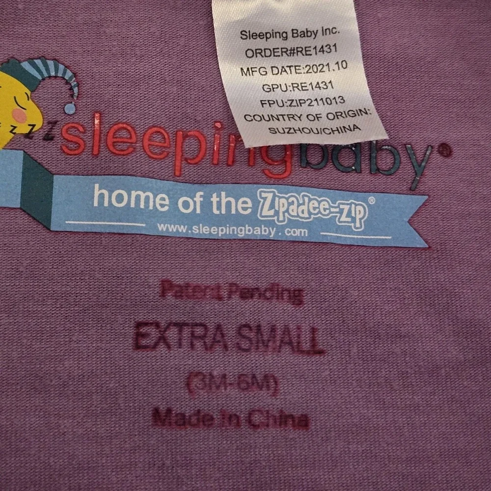 Sleeping Bag (Infant) Zipadee-Zip Swaddle Purple‎ Size XS - 3/6 Mo